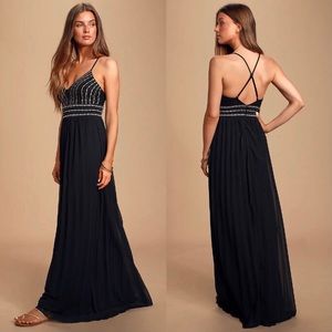 Lulu’s Glamorous Gala Black Embroidered Maxi Dress